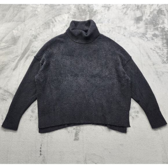aerie Sweaters - Aerie Sweater Womens S Black Oversized Buttercream Turtleneck Side Slit Casual